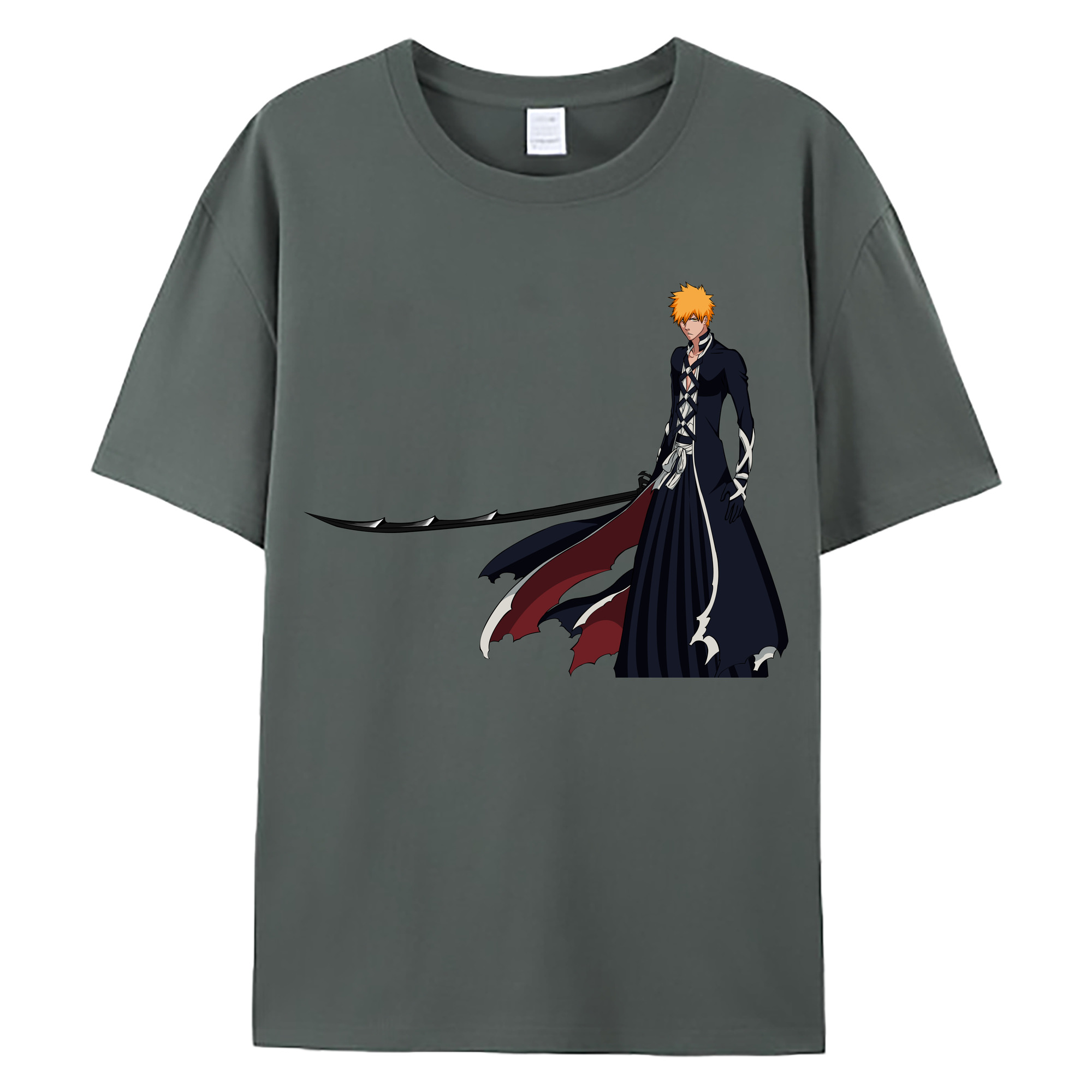 （画像用） ブリーチ 黒崎一護（くろさき いちご）BLEACH Kurosaki Ichigo 綿100％ メンズ半袖Tシャツ｜肌触りやわらか＆通気性